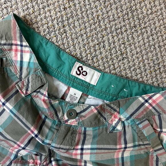 Y2K vintage plaid pink & blue mini micro low rise shorts - Picture 4 of 5